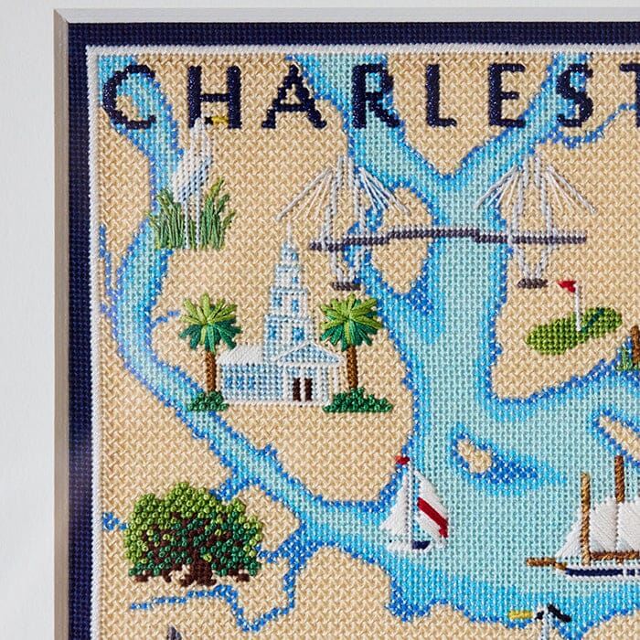 Charleston Map on 13 Printed Canvas Needlepoint To Go 
