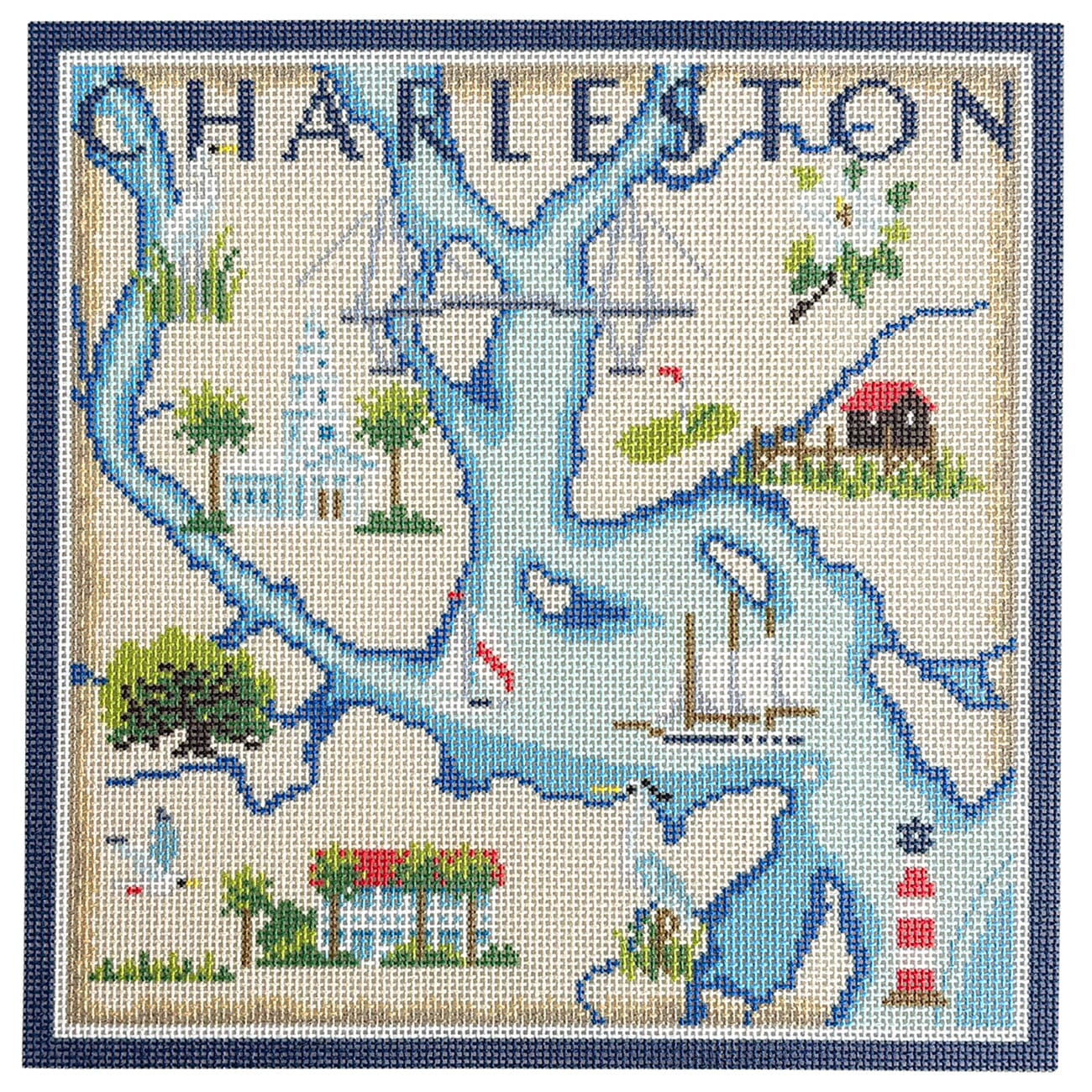 Charleston Map on 13 Printed Canvas Needlepoint To Go  - 3