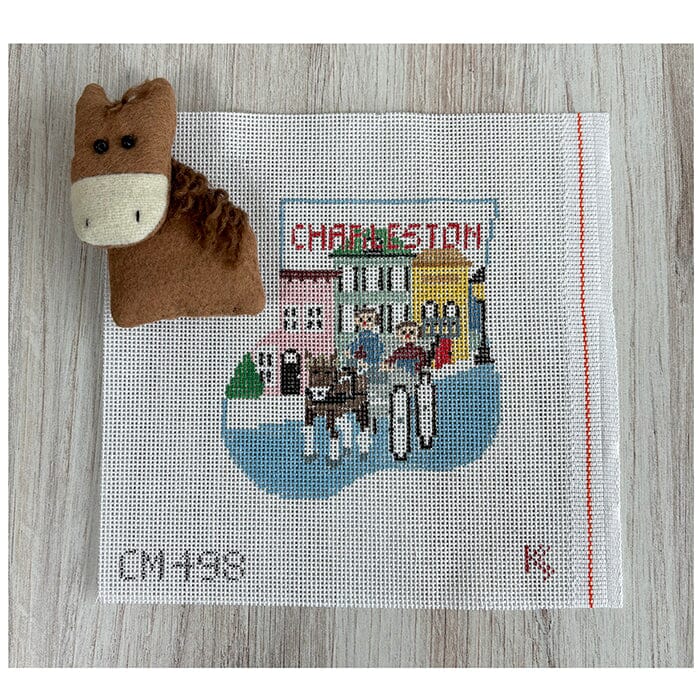 Charleston Mini Sock with Horse Insert Painted Canvas Kathy Schenkel Designs 