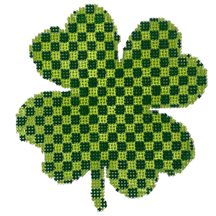 Checked Green Shamrock Painted Canvas Kristine Kingston 