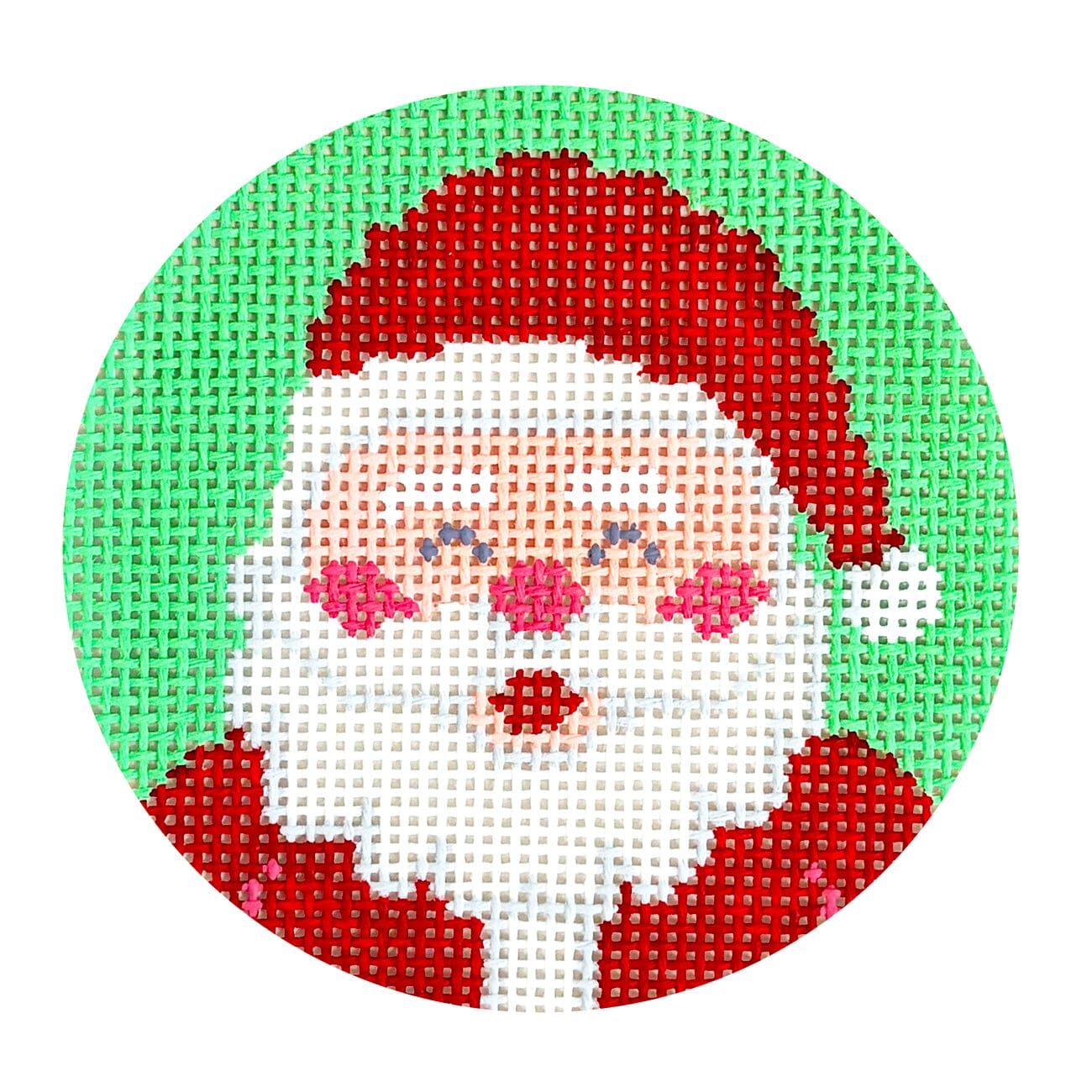 Cheeky Santa Round Painted Canvas Lucky Lotus Needlepoint  - 1