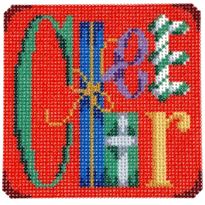 Cheer Square on Red Printed Canvas Two Sisters Needlepoint 
