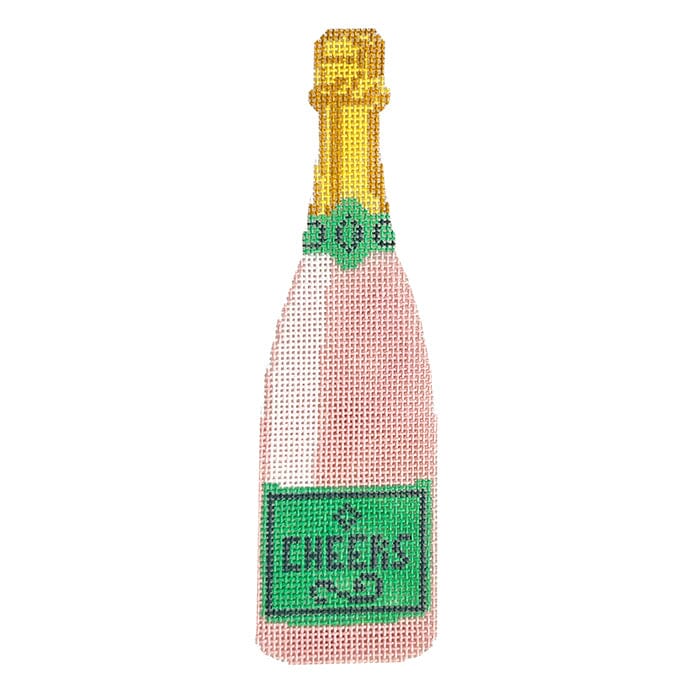 Cheers Champagne Ornament Painted Canvas Initial K Studio 