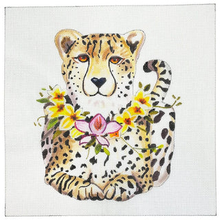 Cheetah with Floral Collar Painted Canvas Colors of Praise 
