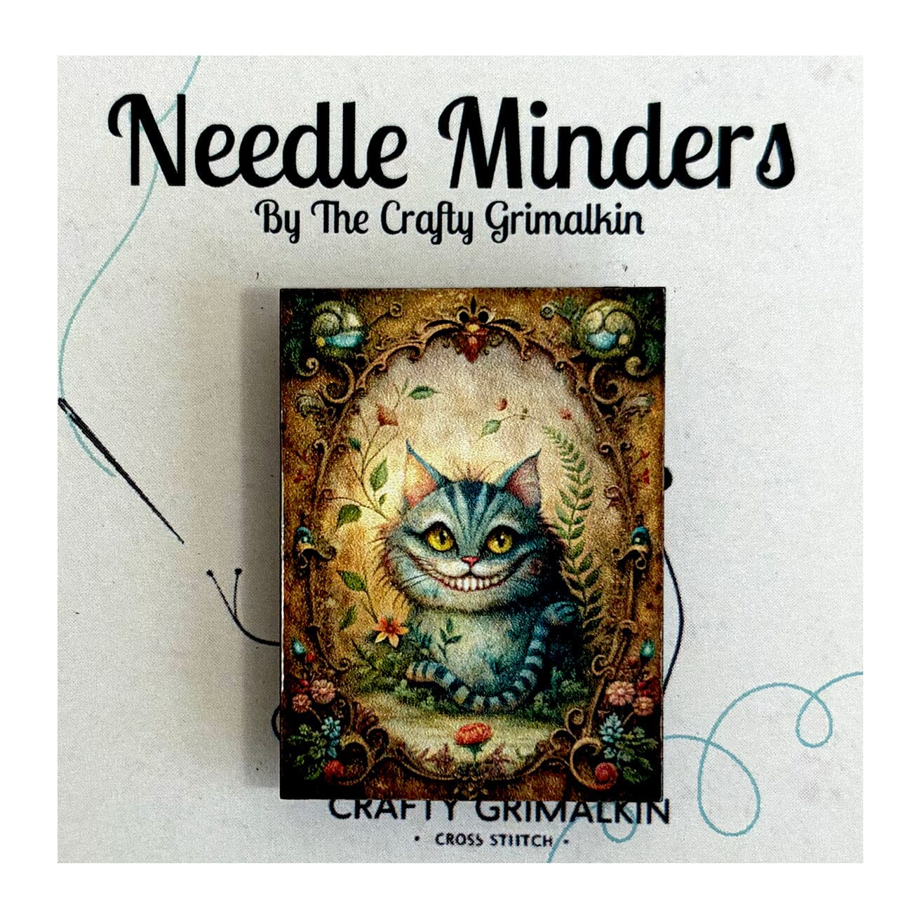 Cheshire Cat Wooden Needle Minder Accessories The Crafty Grimalkin  - 1