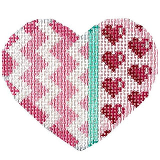 Chevron/Hearts Mini Heart Printed Canvas Two Sisters Needlepoint 
