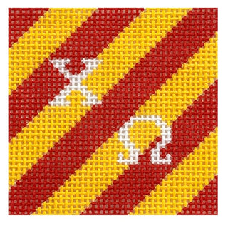 Chi Omega 2" Stripe Square Painted Canvas Kangaroo Paw Designs 
