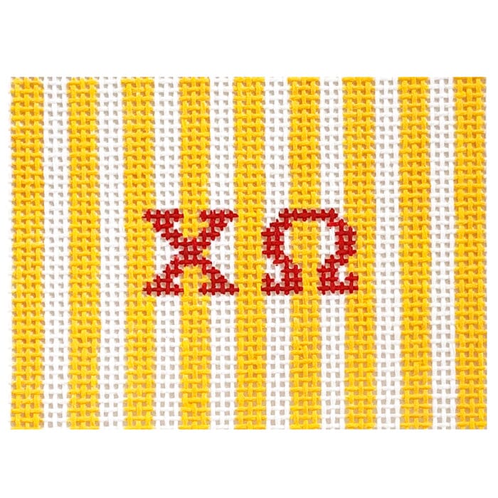 Chi Omega 2x3 Stripes Insert Painted Canvas Kangaroo Paw Designs  - 1