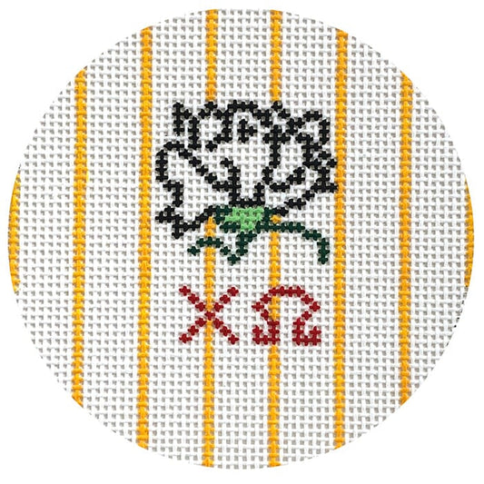 Chi Omega 3" Round with White Carnation Painted Canvas Kangaroo Paw Designs 