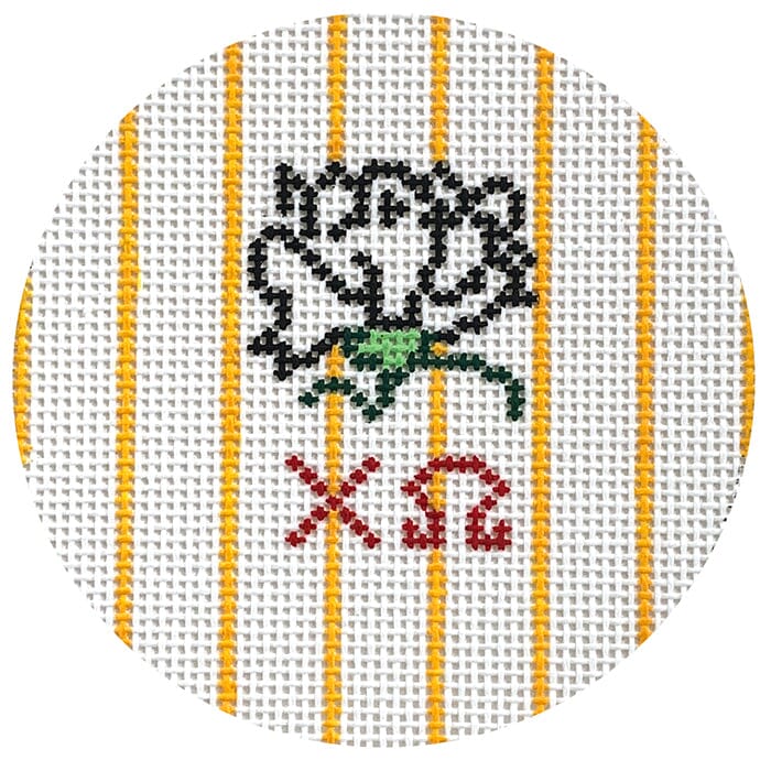 Chi Omega 3" Round with White Carnation Painted Canvas Kangaroo Paw Designs 