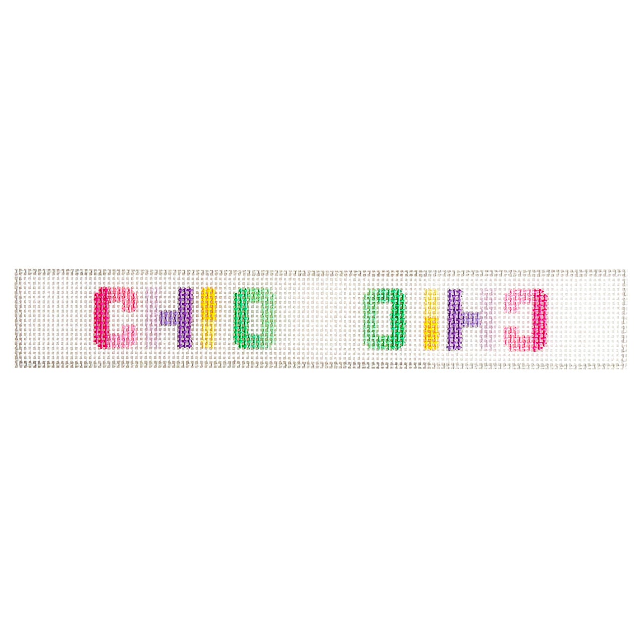Chi Omega Brights Key Fob Painted Canvas Wipstitch Needleworks  - 1
