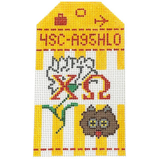 Chi Omega Collegiate Retro Travel Tag Painted Canvas Kangaroo Paw Designs 
