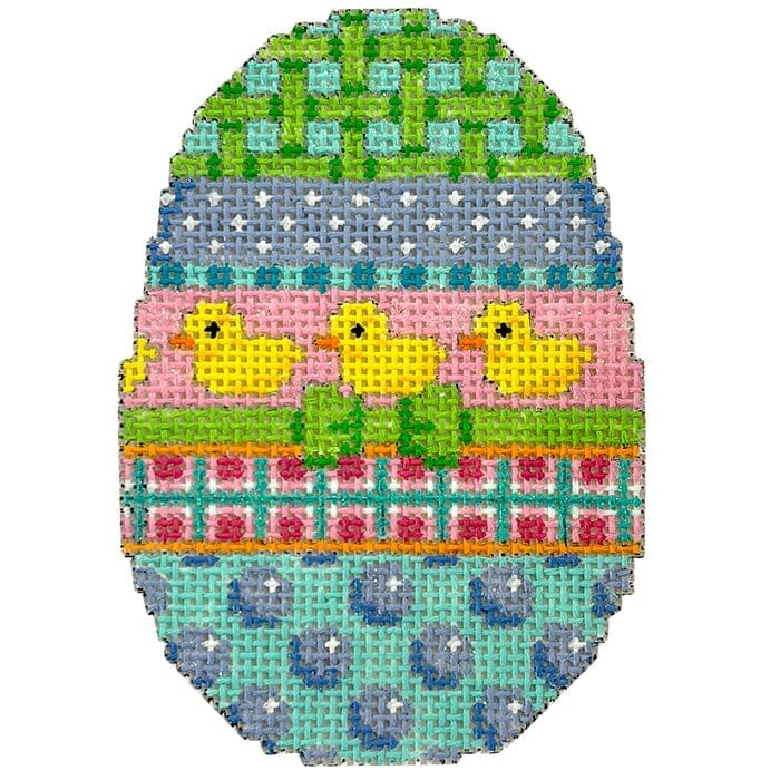 Chicks/Bow Egg Printed Canvas Two Sisters Needlepoint  - 1