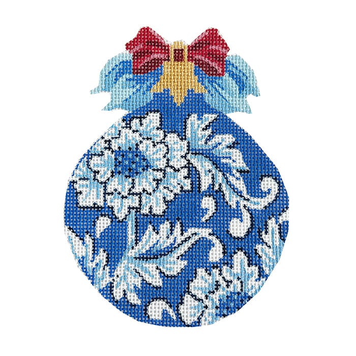 China Blue Floral Ball Painted Canvas The Colonial Needle Company  - 1