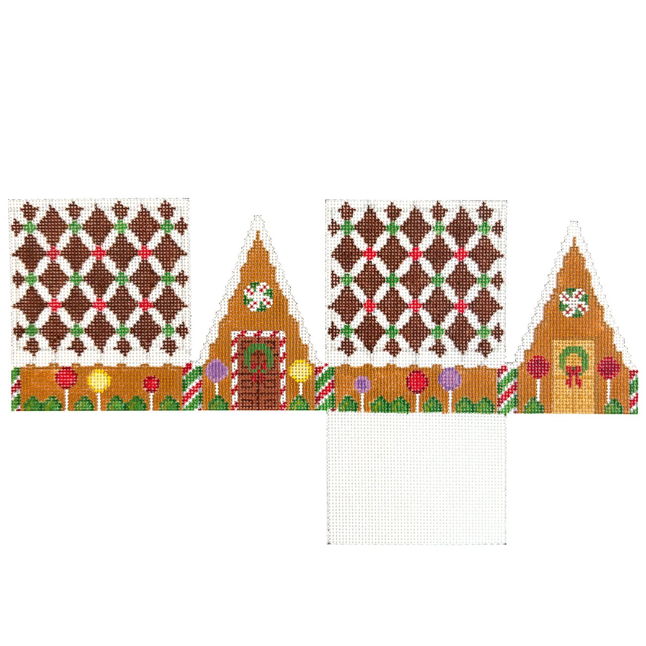 Chocolate Trellis A Frame, 3D Gingerbread House Painted Canvas Susan Roberts Needlepoint Designs Inc.  - 1