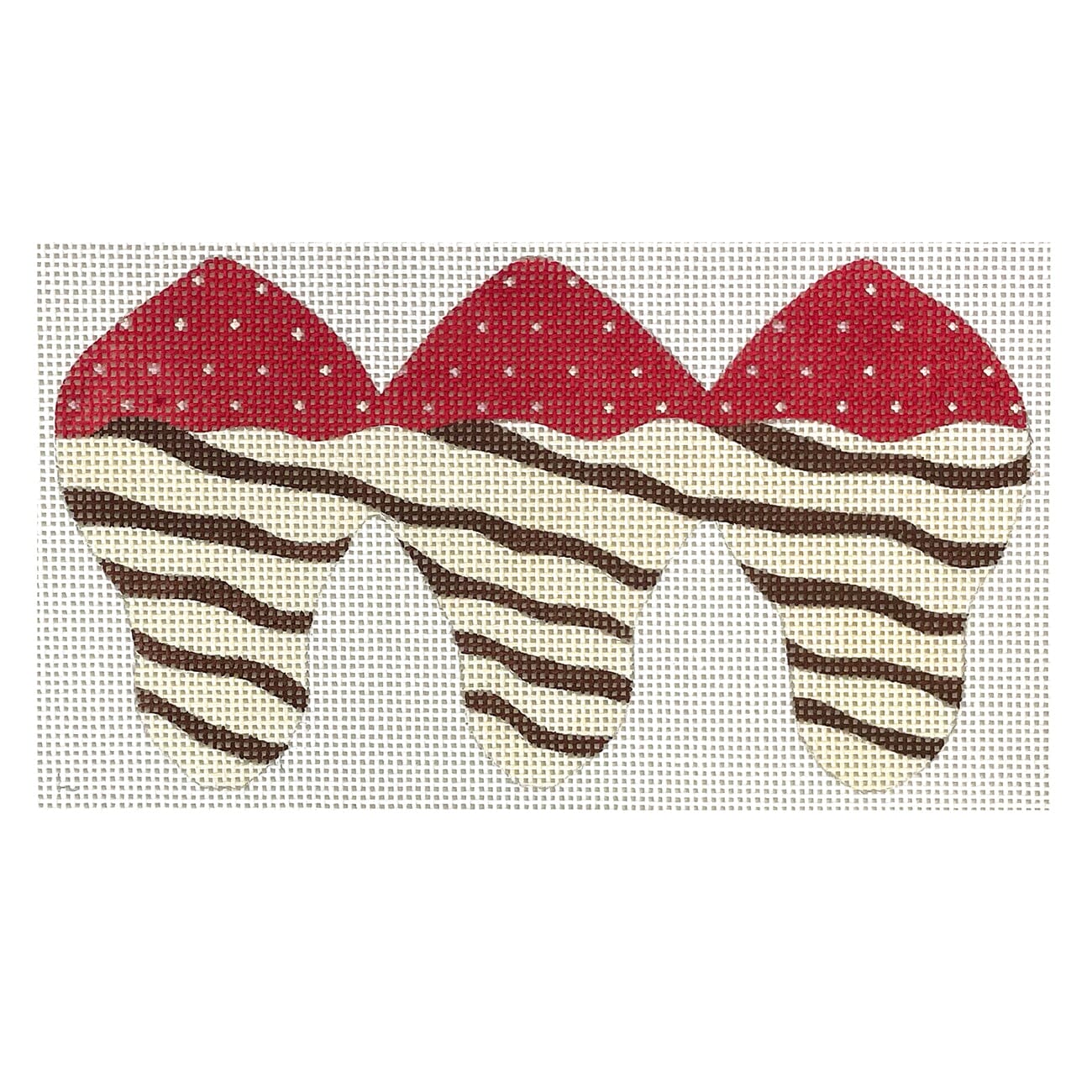 Chocolate / White Stripe Strawberry 3D Painted Canvas The Meredith Collection  - 1