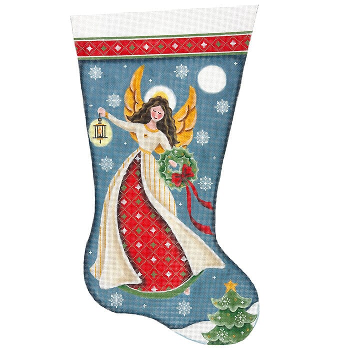 Christmas Angel Stocking TTR on 13 Painted Canvas Rebecca Wood Designs 
