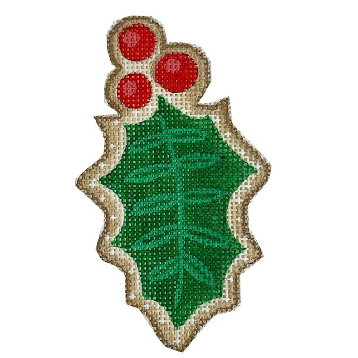 Christmas Cookie - Holly Leaf Painted Canvas Danji Designs 