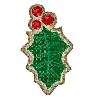 Christmas Cookie   Holly Leaf Painted Canvas Danji Designs 
