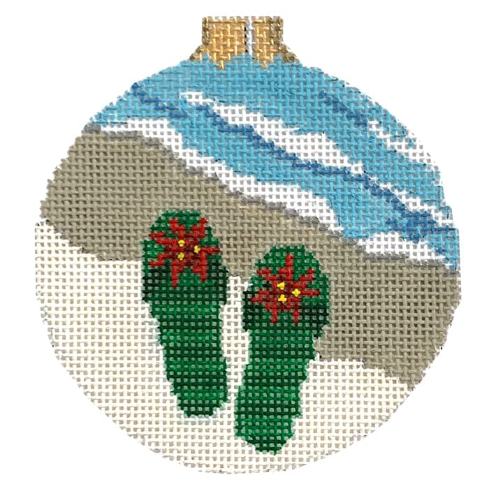 Christmas Flip Flops Ornament Painted Canvas Susan Roberts Needlepoint Designs Inc. 