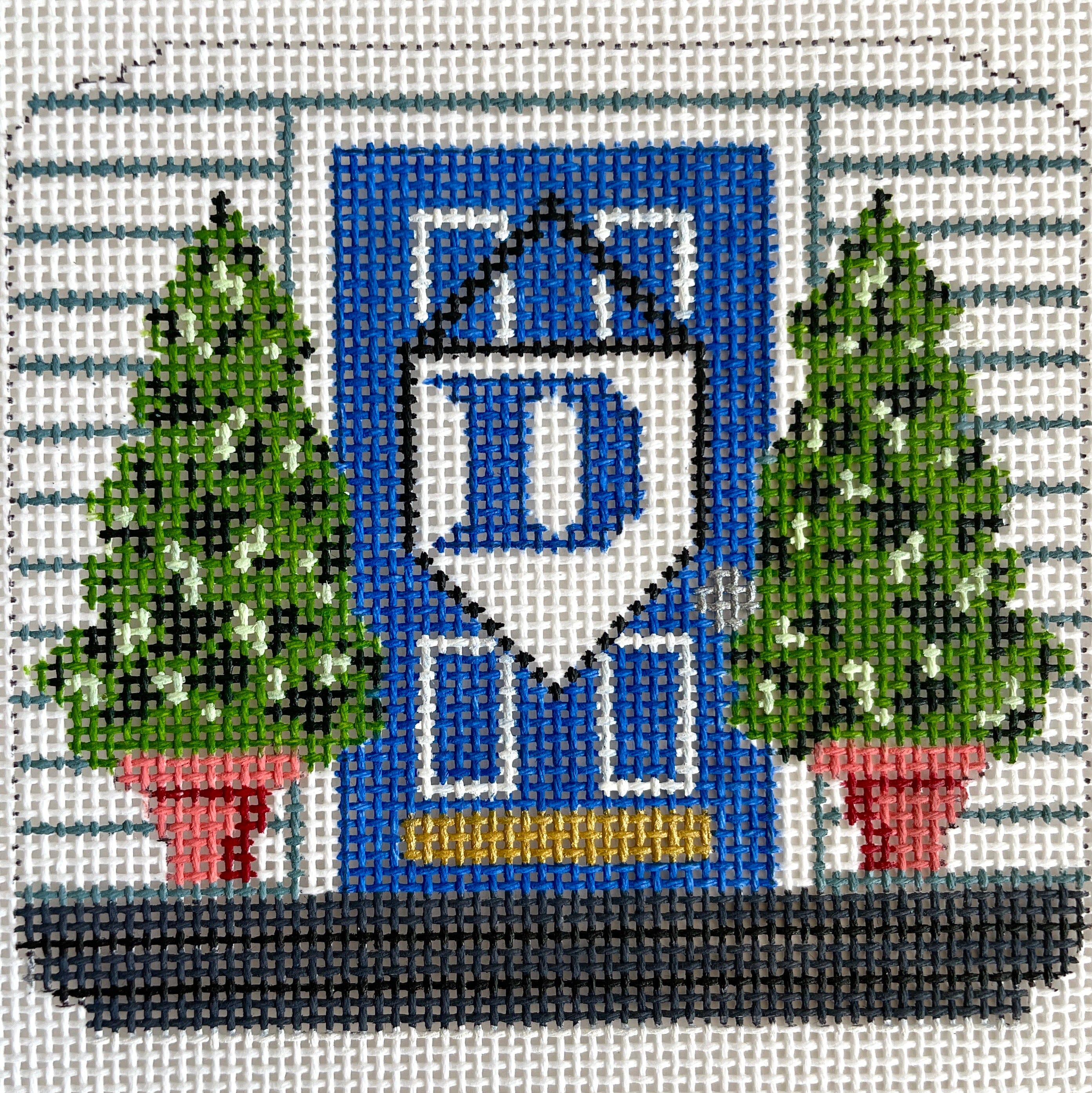 Christmas Front Door   Duke Painted Canvas Elm Tree Needlepoint 
