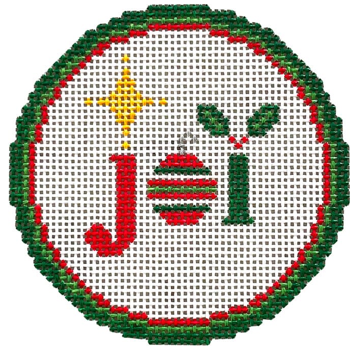 Christmas Joy Round Painted Canvas Love MHB Studio 
