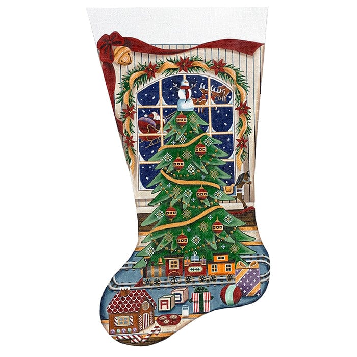 Christmas Magic, Boy Stocking TTL on 18 Painted Canvas Rebecca Wood Designs 