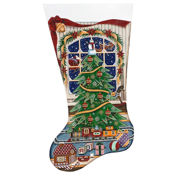 Christmas Magic, Boy Stocking TTL on 18 Painted Canvas Rebecca Wood Designs  - 1