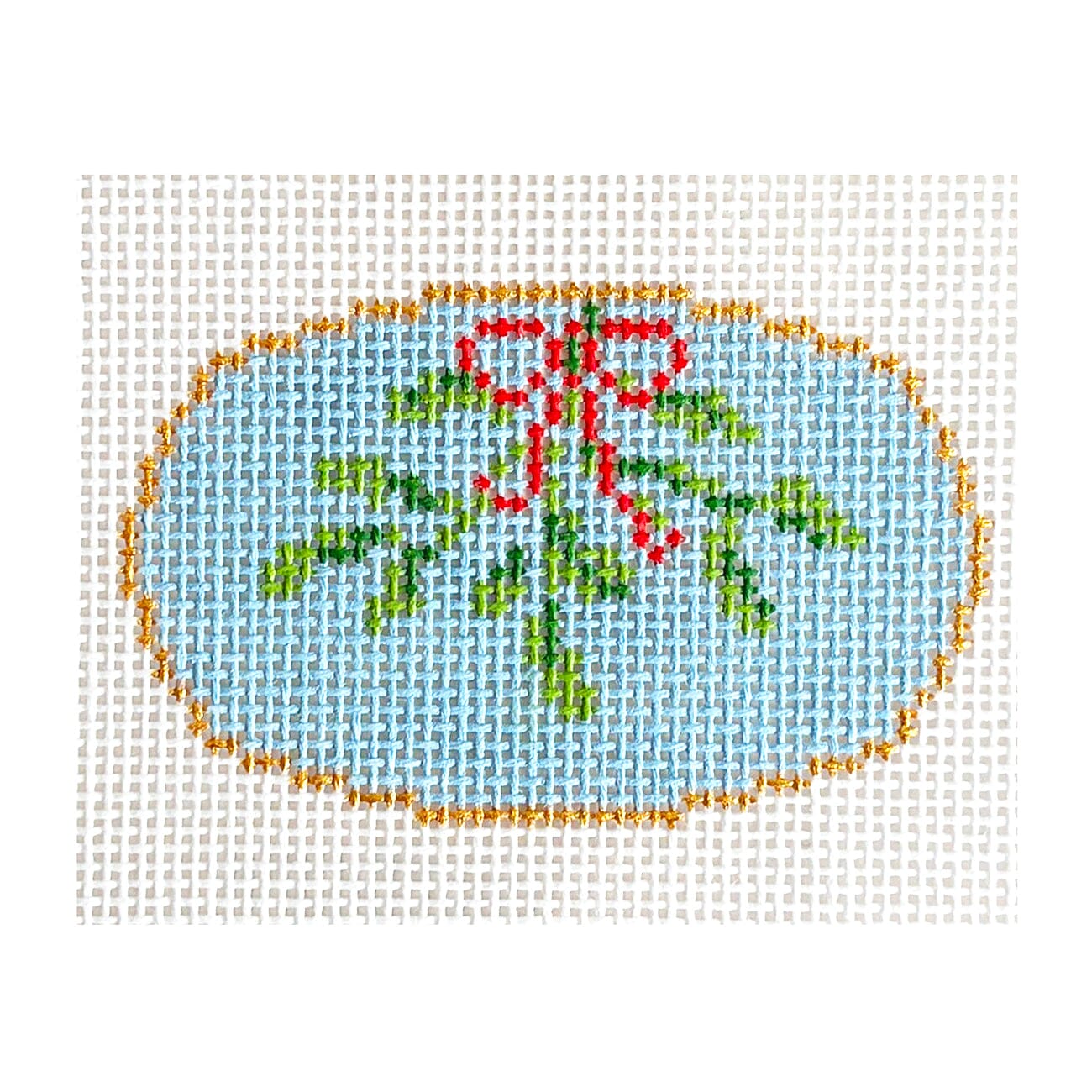 Christmas Mini Mistletoe Painted Canvas Goodpoint Needlepoint  - 1
