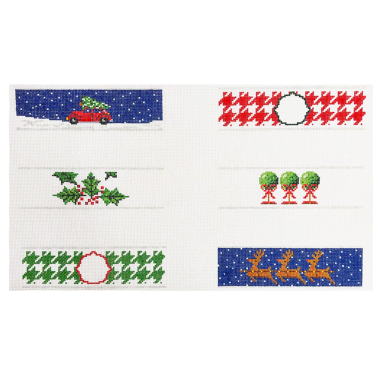 Christmas Napkin Rings, Set of 6 Painted Canvas Ann Kaye Studio  - 1