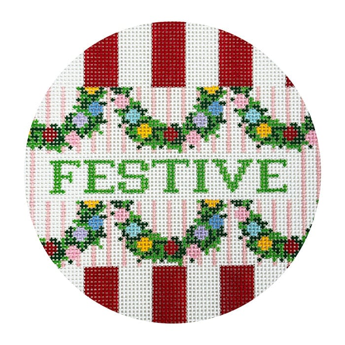 Christmas Round   Festive Painted Canvas Kangaroo Paw Designs  - 1
