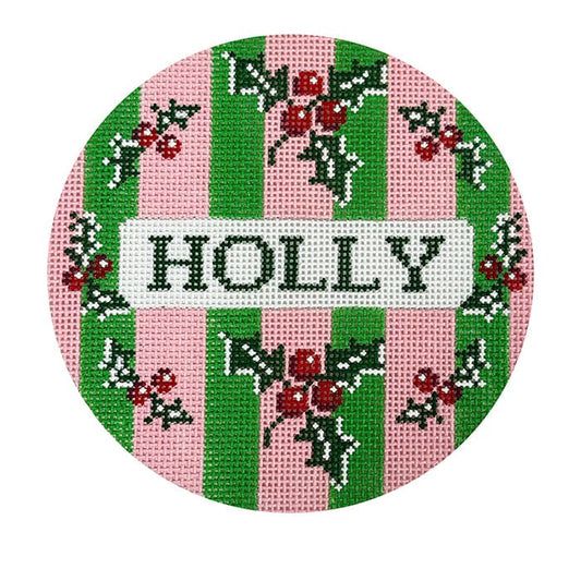 Christmas Round - Holly Painted Canvas Kangaroo Paw Designs 