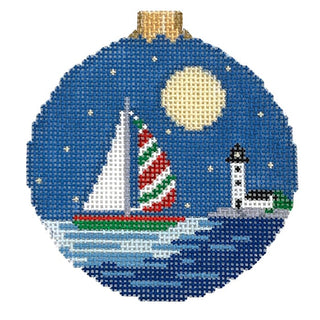 Christmas Sail Ornament Painted Canvas Susan Roberts Needlepoint Designs Inc. 
