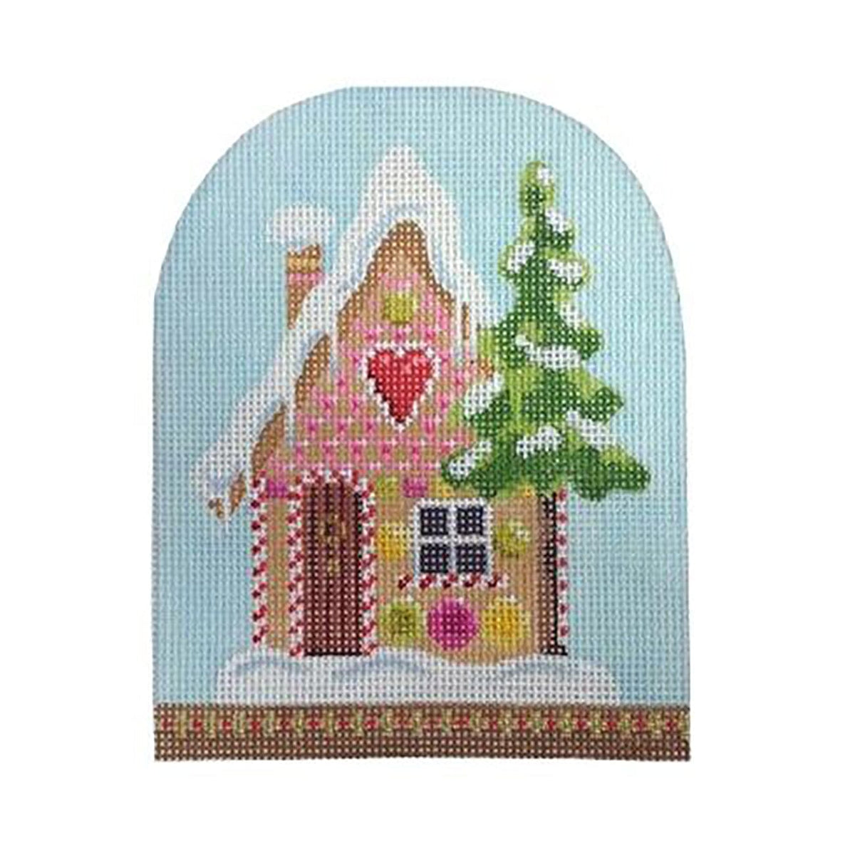 Christmas Snowdome   Gingerbread House Painted Canvas Kirk & Bradley  - 1