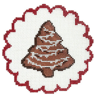 Christmas Tree Cookie 4" Ornament Painted Canvas Initial K Studio 
