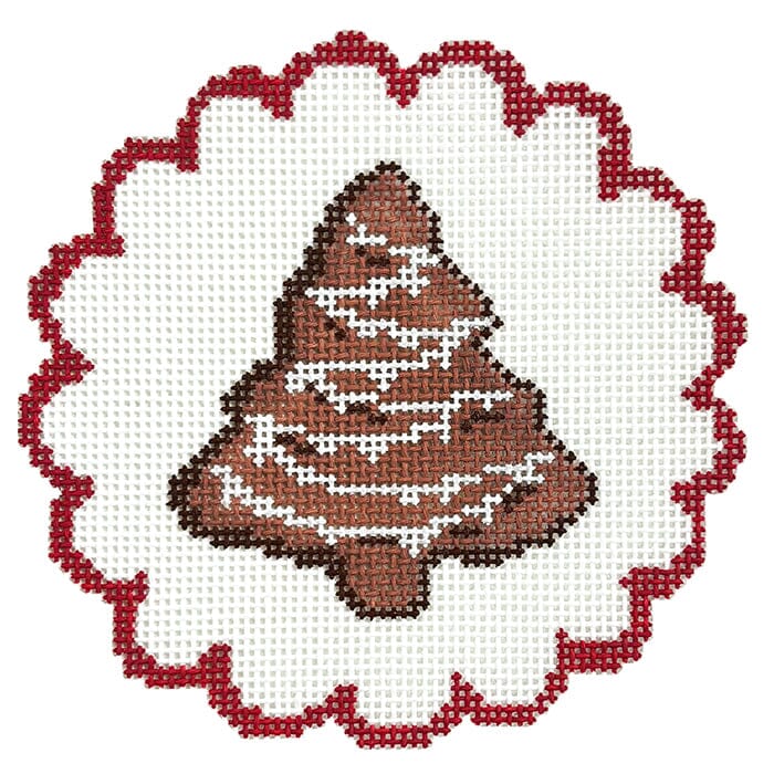 Christmas Tree Cookie 4" Ornament Painted Canvas Initial K Studio 
