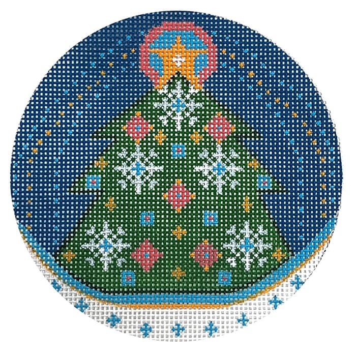 Christmas Tree Round 1 Painted Canvas Danji Designs  - 1