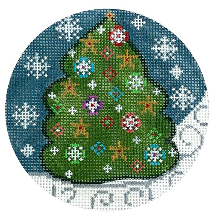 Christmas Tree Round 2 Painted Canvas Danji Designs  - 1