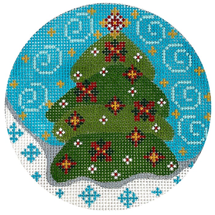 Christmas Tree Round 3 Painted Canvas Danji Designs  - 1