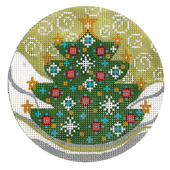 Christmas Tree Round 4 Painted Canvas Danji Designs  - 1