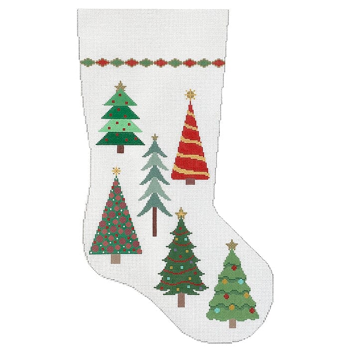 Christmas Trees, Stocking Painted Canvas Susan Roberts Needlepoint Designs Inc. 