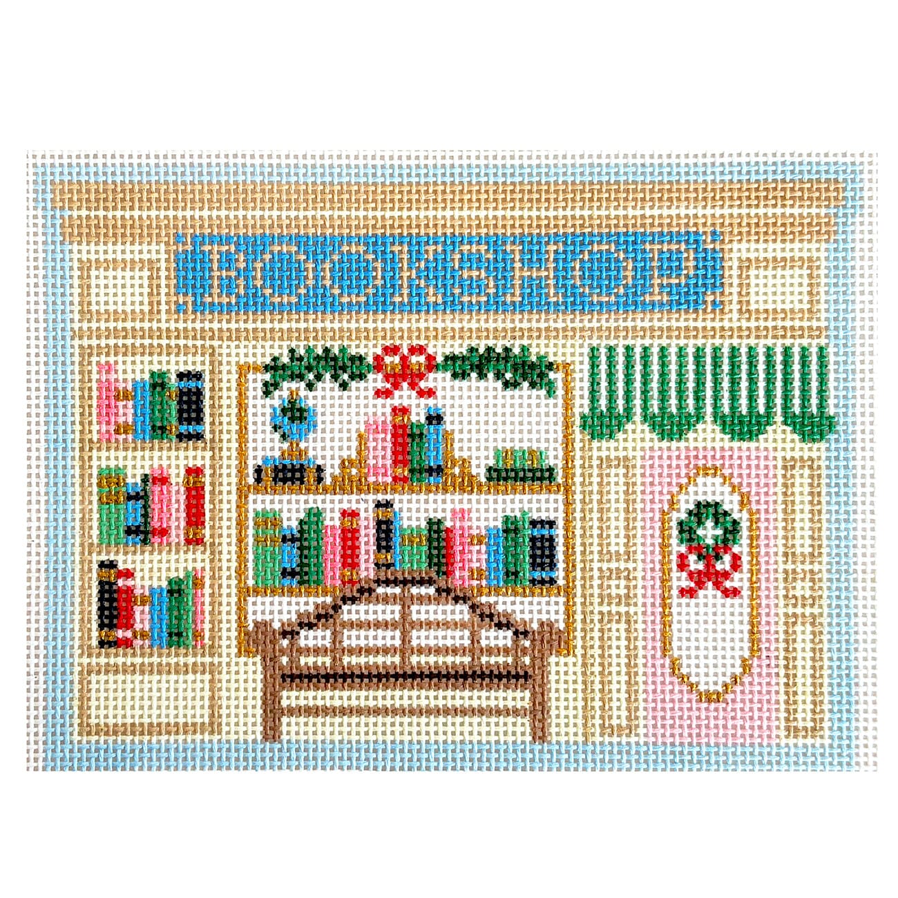 Christmas Village Bookshop on 13 Painted Canvas Le Point Studio  - 1