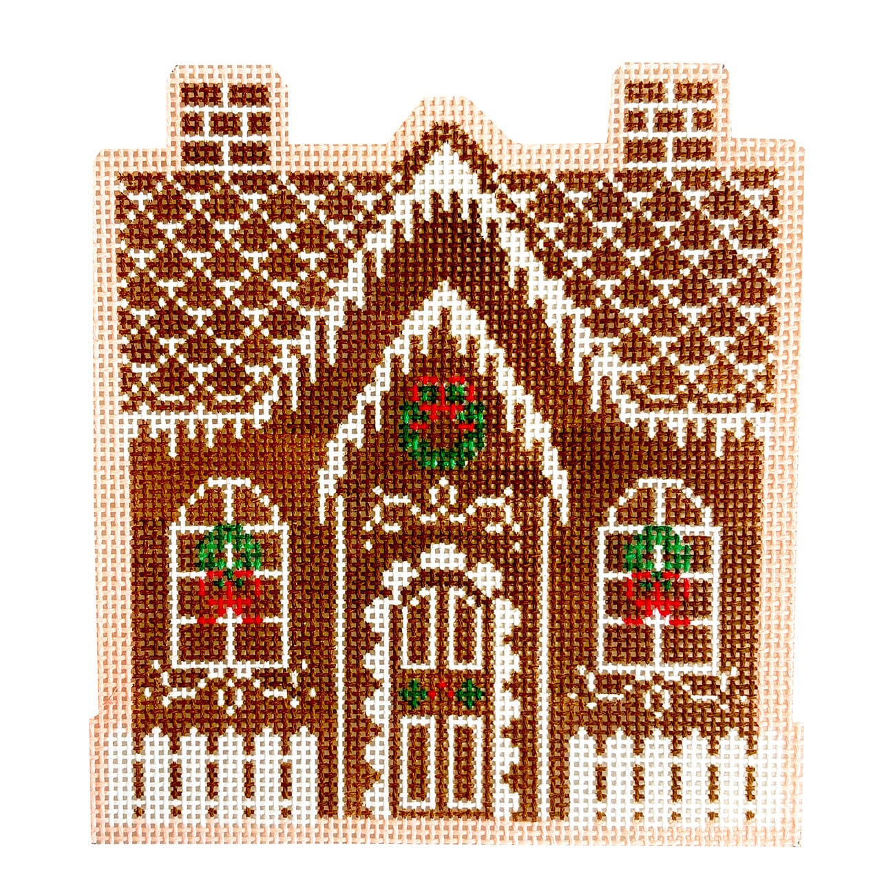 Christmas Village Gingerbread House on 13 Painted Canvas Le Point Studio  - 1