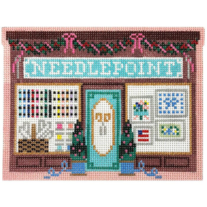 Christmas Village Needlepoint Shop Painted Canvas Le Point Studio 
