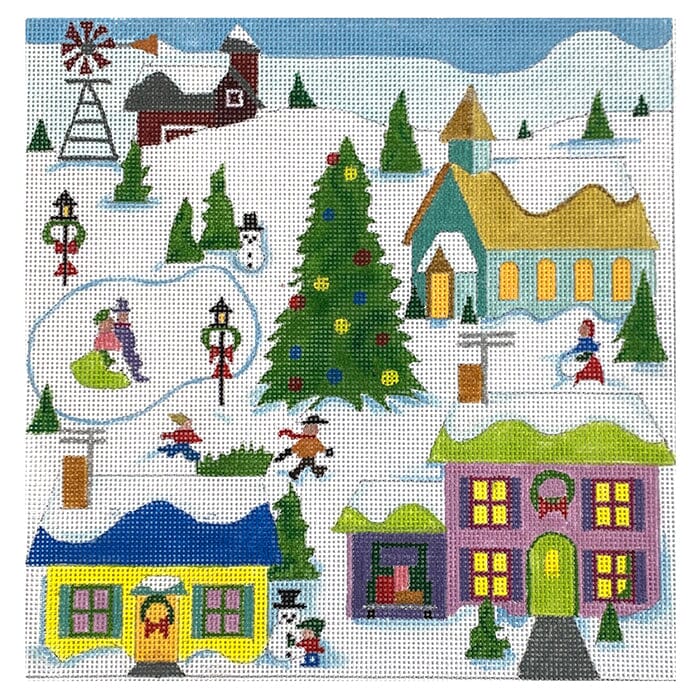 Christmas Village Painted Canvas Raymond Crawford Designs 