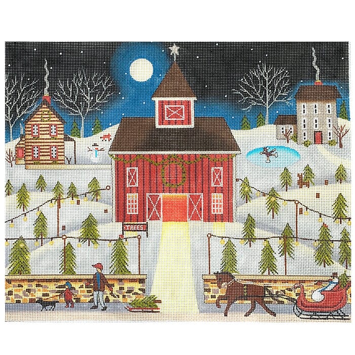 Christmas/Winter Landscape: Tree Farm Painted Canvas Painted Pony Designs  - 1