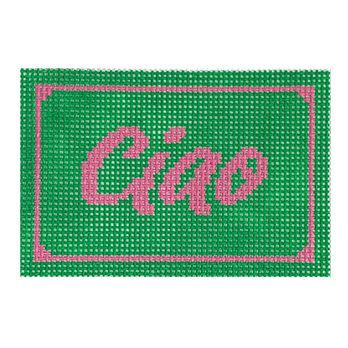 Ciao Pink & Green Passport Insert Painted Canvas Initial K Studio  - 1