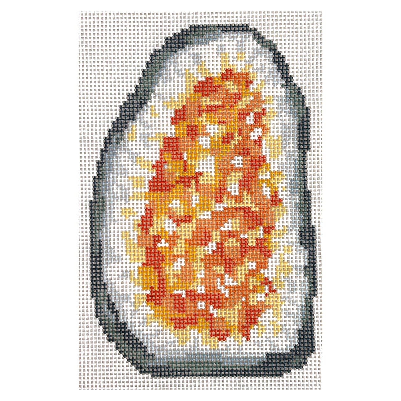 Citrine Geode Painted Canvas Lucky Lotus Needlepoint  - 1