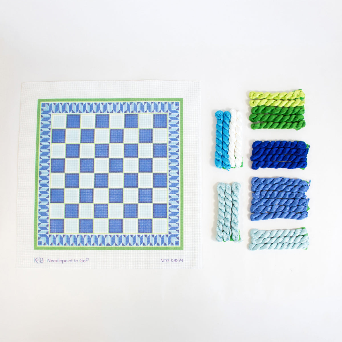 Classic Chessboard Kit Kits Needlepoint To Go Blue and Green  - 3