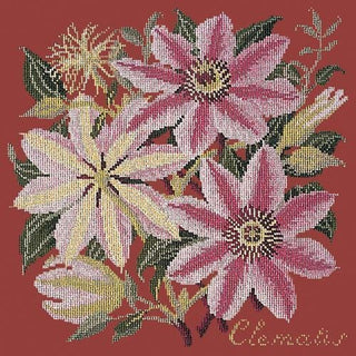 Clematis Needlepoint Kit Kits Elizabeth Bradley Design Dark Red 
